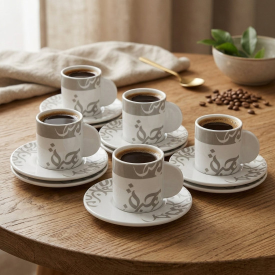 Coffee Cup and Saucer Set - 12 Pcs